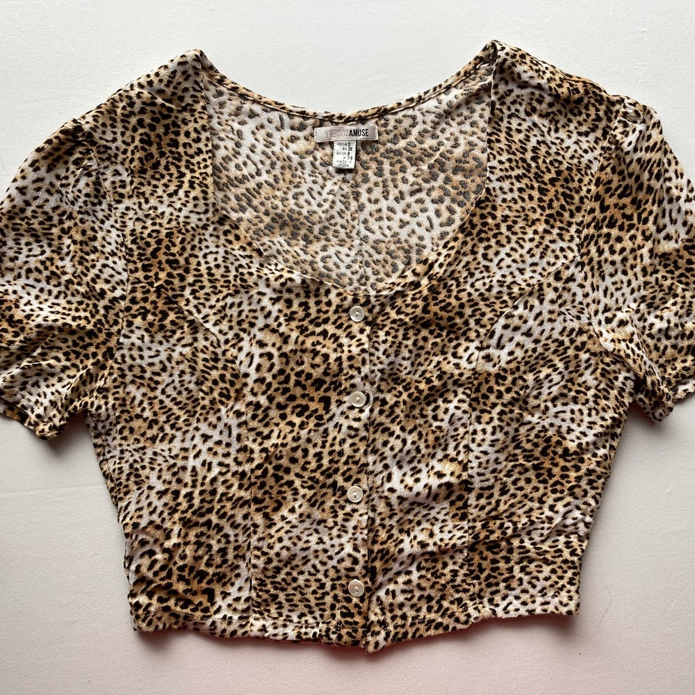 Amuse Society Button Up Top Leopard